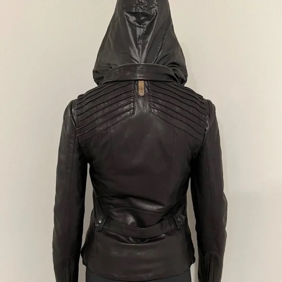 Mackage 3 in 1 Black Leather Jacket + Vest Soft Lambskin + Wool Women's Sz XS - Picture 5 of 16